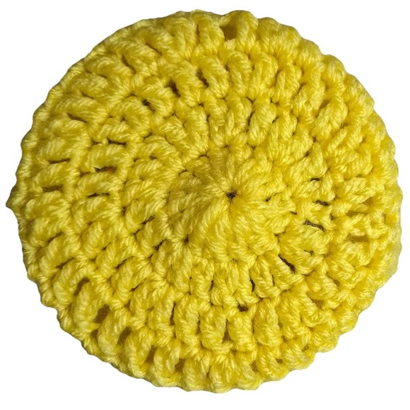 Vtg Crochet Handmade Flower Hat Beanie Women's OS Yellow White‎ Knit NEW - Picture 3 of 5